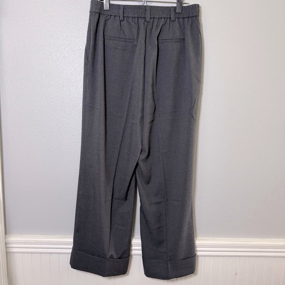 Adrianna Papell Wide Leg Cuffed Charcoal Flat Front Pants - Picture 10 of 10